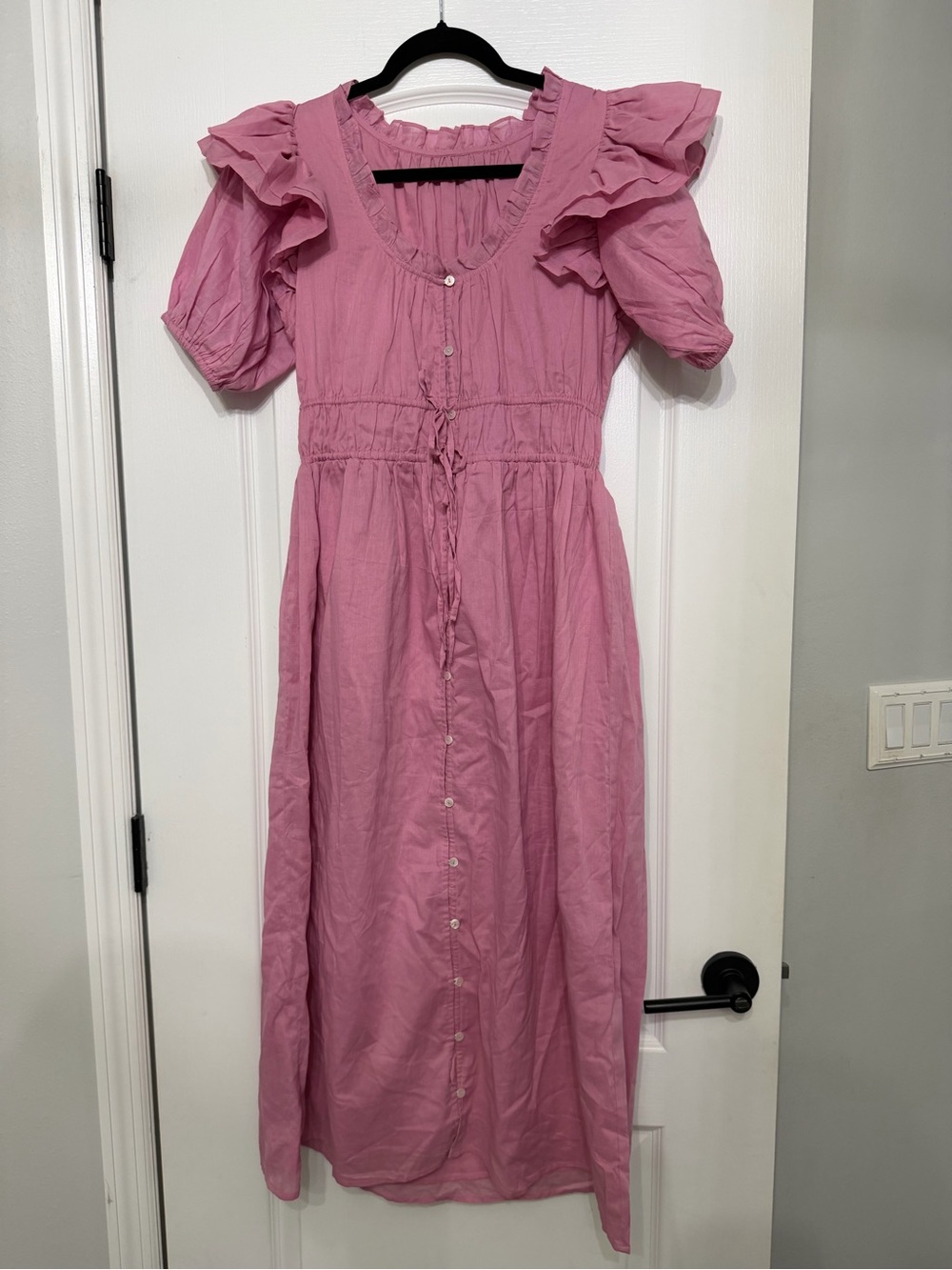 CLEOBELLA Women's Pink Ruffled Midi Dress